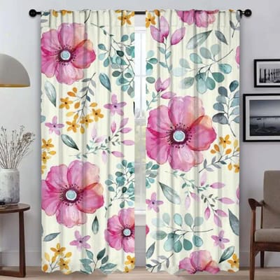Mooie Bloemen Gordijnen voor Woonkamer Gordijn Verduisterende Gordijnen 2 Stuks Halloween Decoratie Shades Afscheiding Keuken Elegant W50xH70cmx2pcs-CL