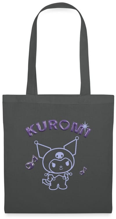 Kuromi Omtrekontwerp Met Paarse Chrome Letters Tas Van Stof Schoudertas