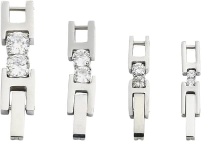 4 Stuks RVS Horlogeband Sluitingen met Cubic Zirconia - Vervangende Buckle en Kettingverlengstuk voor Horloges en Armbanden