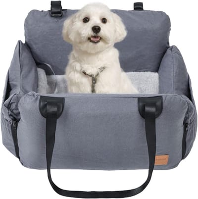 Honden autostoel - Reisstoel hond - Veilig reizen - Waterafstotend materiaal - 49x42x30 cm - Grijs
