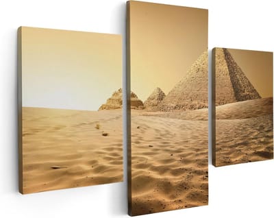Artaza Canvas Schilderij Drieluik Egyptische Piramides - Egypte - 90x60 - Foto Op Canvas - Canvas Print