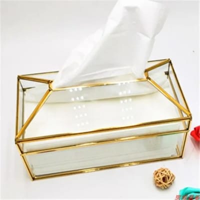 Glas Goud Grote Tissuebox Papieren Handdoekdoos Tekenpapierdoos Europees Creatief Servetpapier Woonkamer Theetafel Decor