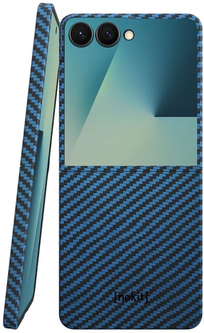 NEKIT Fiber Hoesje Geschikt voor Samsung Galaxy Z Flip 7 - Compatibel met MagSafe en Qi2 - High-Tech Kevlar - Back Cover Ultra Dun - Blauw