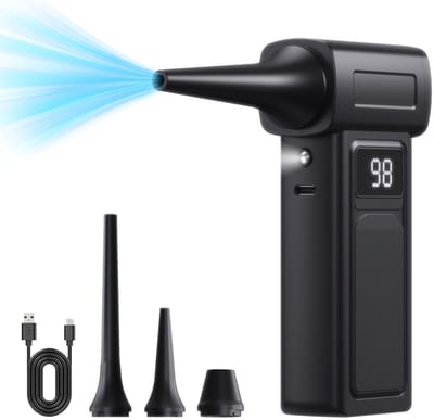 1-seconde turbocompressorstofzuiger - krachtige snoerloze elektrische blazer met led-lampje, 4 instelbare snelheden, oplaadbare stofzuiger voor computers, auto's, woningen, vervanging van perslucht
