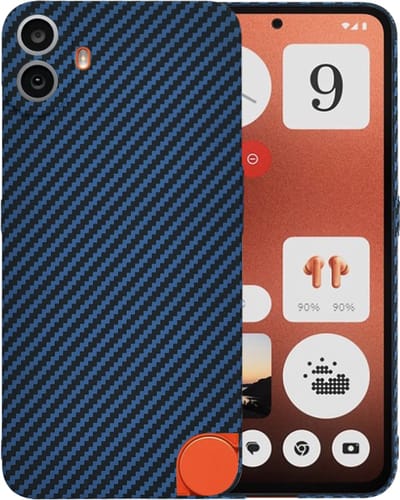 Hoesje geschikt voor Nothing CMF Phone 1 - Techsuit Carbonite FiberShell Carbon Back Cover - Blauw