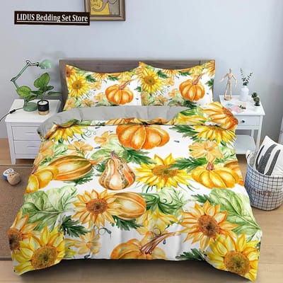 Ensemble de literie citrouille Décoration Halloween Ensemble housse de couette Ensemble de lit Housse de couette avec 1/2 taie d'oreiller Couette Ensembles de literie Jumeau Queen EU single(135x200cm)