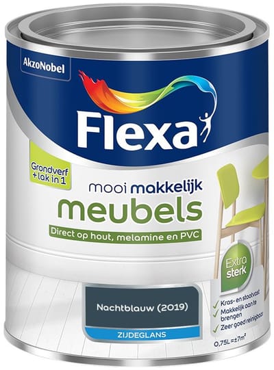 Flexa - Mooi Makkelijk Meubels Zijdeglans - Nachtblauw - Mengverf - 750 Ml