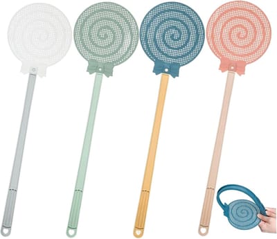 vliegenmepper 4 stuks vliegenmepper plastic vliegenmepper multi-pack, lange hand vliegenvleugelmepers, outdoor mepper voor thuis, lange steel bug voor indoor lolly vorm