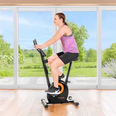 Oefenfiets Binnen - Hometrainer Fitness - Cardio Training - 8 Weerstandsniveaus - Max 100kg - Zwart