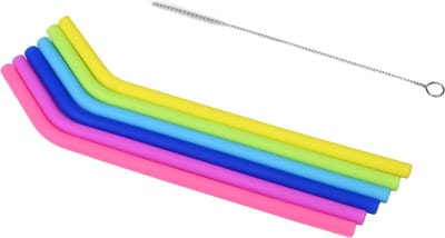 Scoby - Herbruikbare Siliconen Rietjes Set - Kleurrijk - 6 stuks - 21 cm - Inclusief Schoonmaakborstel