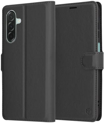 Hoesje geschikt voor Samsung Galaxy A26 - Techsuit Leather Folio Book Wallet Case - Zwart