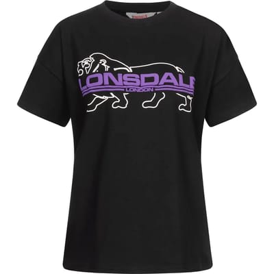 Lonsdale Damen T-Shirt Cullaloe T-Shirt Oversize Black/Purple/White-XL
