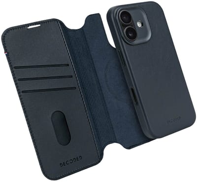 DECODED 2-in-1 Leren Detachable Wallet Hoesje Geschikt voor iPhone 17 - Magnetisch Afneembaar - met Pasjeshouder - Premium ECCO Leer - Geschikt voor MagSafe - Navy Blauw