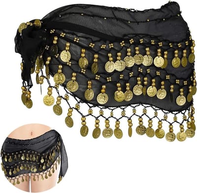 Bellydance Heupdoeken met 128 Gouden Munten voor Dans, Zumba en Yoga - Perfect voor Carnaval en Halloween