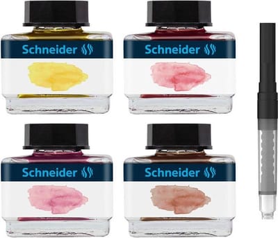 Schneider inktpotjes - inhoud 15ml - pastel - giftbox 4 stuks assorti kleuren - vulpen inkt - S-143702