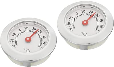Mini Indoor en Outdoor Thermometer 1.1 Inch - Ronde Temperatuurmonitor (2 Pack) - Celsius Meter zonder Batterij voor Kas, Tafel en Kamer - Zilver