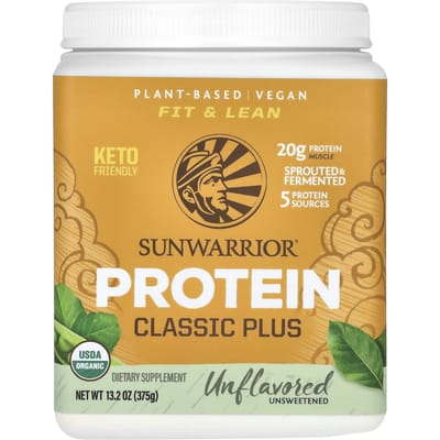 Sunwarrior, Protéine Classic Plus, Végétale, Non aromatisée, 13,2 oz (375 g)
