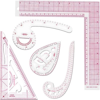 Papier voor knippen - Naairulers set - Kleding ontwerpen - 5 Franse curves - Metrisch systeem - Transparant