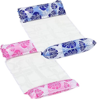 2-delige set - Waterhangmat - Opblaasbare mat voor in het zwembad - Opblaasbare ligmat - Opblaasbare ligmat voor op vakantie - Verdikt PVC-materiaal - Geschikt voor zomerfeesten, strand en andere wateractiviteiten - 118*68 cm - Blauw + Roze