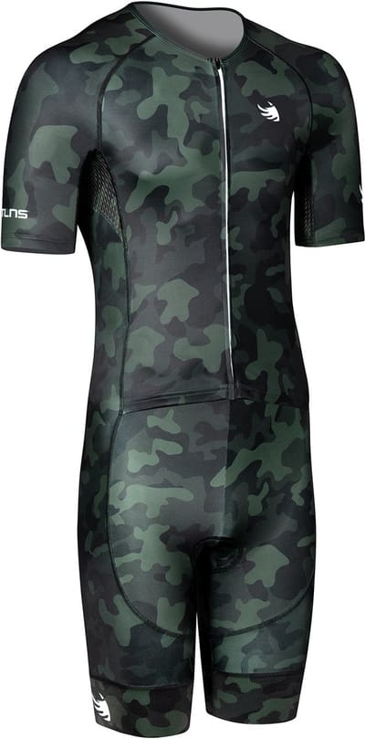 BTTLNS trisuit - triathlon pak - trisuit korte mouw heren - Typhon 2.0 CAMOU - groen - L
