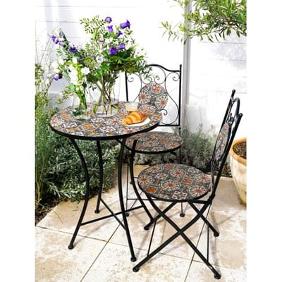 AXI Amélie 3-delige Mozaïek Bistroset Casa del Sol – Metalen frame met keramische tegels – Balkonset 2 stoelen en tafel