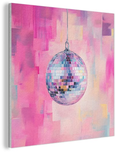 Akoestisch wandpaneel 40x40 cm - Vilt schilderij Discobal - Pink - Verf - Akoestische panelen - Geluidsdempende wanddecoratie - Geluidsisolatie woonkamer - Muurdecoratie geluidspanelen