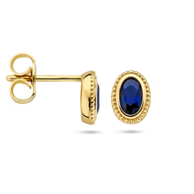 YO&NO - Oorknoppen - saffier - 0.62ct  - (2x 0.31ct) - Oorbellen - Sieraden Vrouw - Goud 585