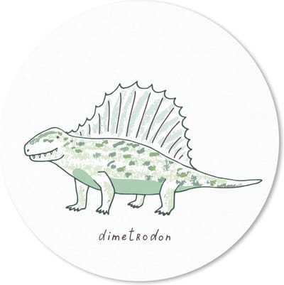 Muismat rond 20x20 cm - Mousepad Kinderkamer - Dimetrodon - Dinosaurus - Jongens - Meisjes - Kids - Ronde muismatten