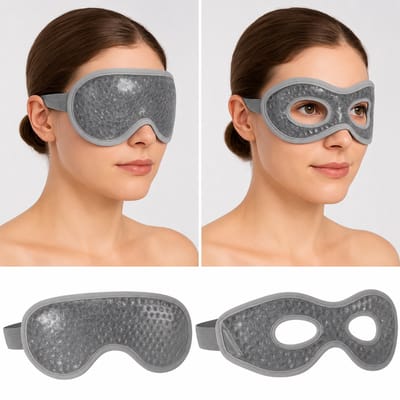 BOTC Gel oogmaskers - 2 stuks - Reismasker - Blinddoek - Meditatie - Slaap - Reis - Grijs