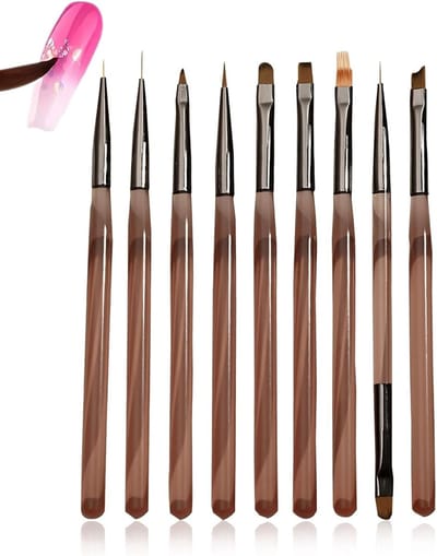 Dailygoods - 9 Stück Professionelle Nagel Pinsel Detail Für Gelnägel Nail Art Pinsel, Dotting Nagel Painting nail art set, acrylpinsel naagel, Nageldesign, Nagellack für Salon Hause DIY Maniküre