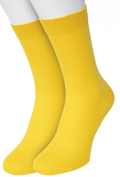 Bonnie Doon Basic Sokken Dames Geel maat 36/42 - 2 paar - Basis Katoenen Sok - Gladde Naden - Brede Boord - Uitstekend Draagcomfort - Perfecte Pasvorm - 2-pack - Multipack - Effen - Yellow - OL834222.397