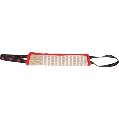 Oreiller de Morsure pour Chien Résistant aux Déchirures Interactif Portable Entraînement pour Chiot Jute Jouet à Tirer avec Poignées Solides pour Petit Moyen beige