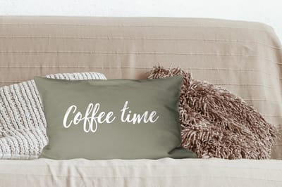 Sierkussens - Kussentjes Woonkamer - 50x30 cm - Coffee time - Spreuken - Quotes - Koffie