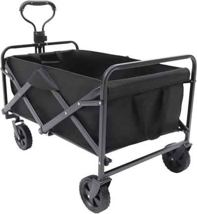 Opvouwbare Transportkar - Handwagen Opklapbaar - Goederen Vervoeren - Verstelbare Handgreep - 80 kg Belastbaar - Zwart