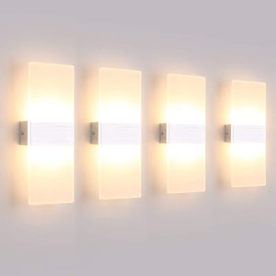 Modern Led-wandlamp 12W - Set van 4 voor Binnengebruik, Warmwit Licht