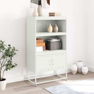vidaXL - Hoge - kast - 68,5x38,5x123,5 - cm - staal - wit