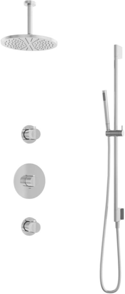 Hotbath Buddy - Inbouw Regendoucheset - 2 Stopkranen - Thermostatisch - Plafondbuis 15 cm - Hoofddouche 250 mm - Staafhanddouche - Glijstang 900 mm - Waterbesparend - V01