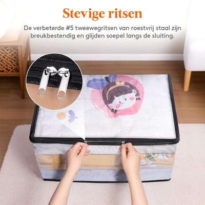 Opbergzakken Set - Kleding Tassen - Huishoudelijke Opslag - Versterkte Handvatten - 60 Liter Capaciteit - Transparant