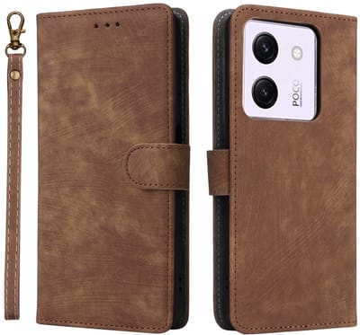 Coverup Hoesje - Geschikt voor Xiaomi Poco M7 Pro 5G Hoesje - Coverup Book Case met Koord - Bruin
