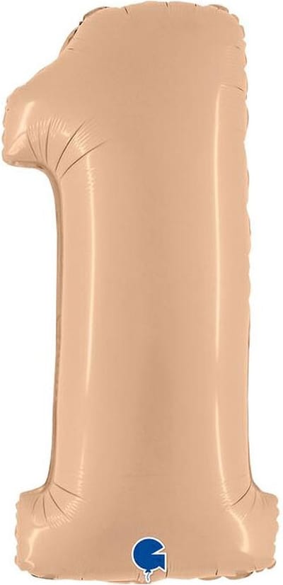 Folieballon Cijfer 1 Satin Nude - 100 cm