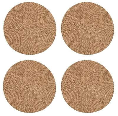 Dailygoody - Ronde Linnen Placemats - Set van 4 - Hittebestendig - 24 cm - Milieuvriendelijk - Voor Feesten - Natuurlijke Linnen