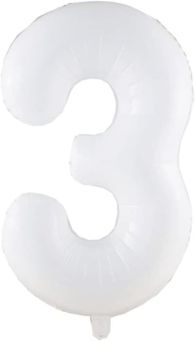XXL Cijferballon 3 Wit - Grote Folieballon voor 3e Verjaardag Decoratie Jongen of Meisje