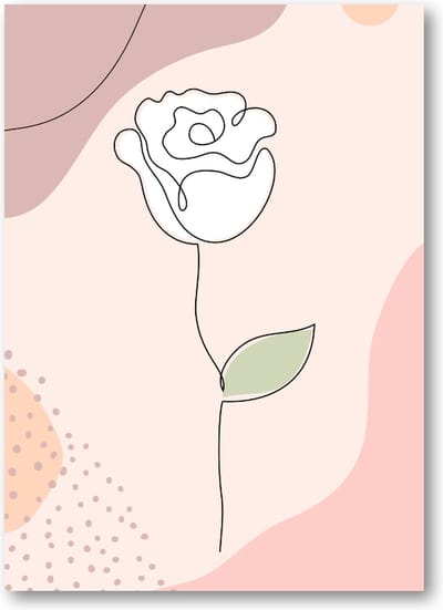 Witte Roos Abstract - 50x70 Poster Staand - Besteposter - Minimalist - Natuur - Bloemen