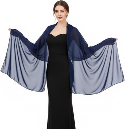 Elegante Chiffon Sjaal voor Avondjurk, 200 x 70 cm, Lichtgewicht Multifunctionele Sjaal voor Bruiloft, Feest en Avondgelegenheden