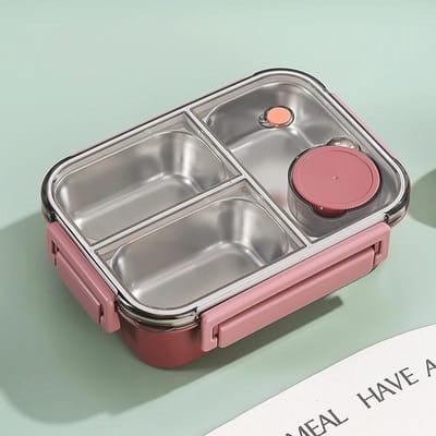 Roestvrijstalen Verdeelde Bento Box met Bestek voor Volwassenen Kinderen Studenten Draagbare Lunchbox Lekdichte Voedselopbergcontainers