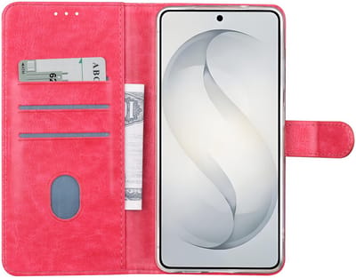 TUNIQ Book type case - Galaxy S26 Ultra - Hot Pink - Card holder voor 3 kaarten - Magnetische sluiting