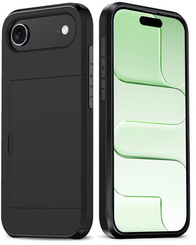 Hoes Geschikt voor iPhone Air Hoesje Hard Case Met Pas Houder - Hoesje Geschikt voor iPhone Air Hoes Shockproof Hard Cover Met Kaarthouder - Zwart