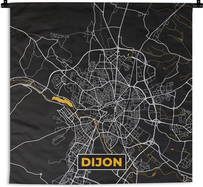 Wandkleed - Wanddoek - Kaart – Dijon - Plattegrond – Frankrijk – Stadskaart - 180x180 cm - Wandtapijt