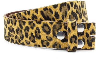 Dames riem zonder gesp leopard geel - 4 cm breed - Leer - Riem zonder gesp - Casual - Maat 110