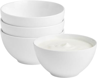 Vessia Kommetjes / serveer schaaltjes Limoges - 4x - porselein - 16 x 8 cm - wit - Stapelbaar - 1000 ml - soepkommen - schalen - keuken